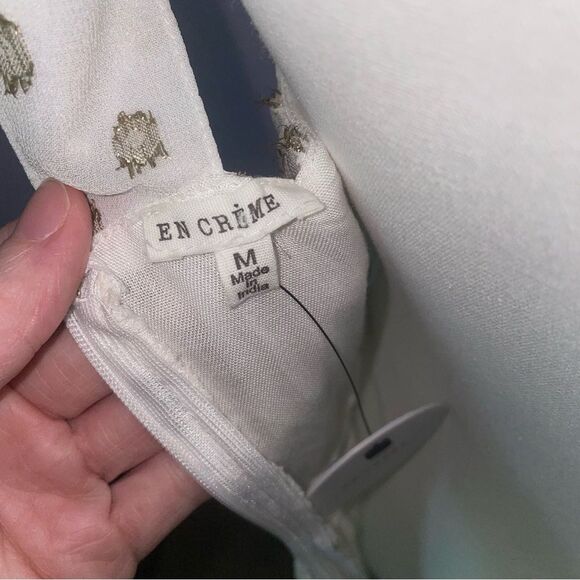 NEW En Creme Maxi Dress M Boho Metallic Polka Dot Cutout Ruffle Tiered - Picture 12 of 13